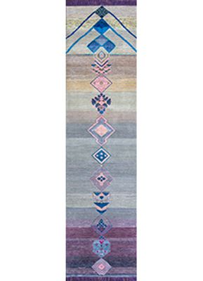 manchaha blue wool and bamboo silk hand knotted Rug