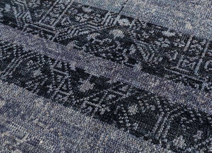 revolution blue wool hand knotted Rug - CloseUp