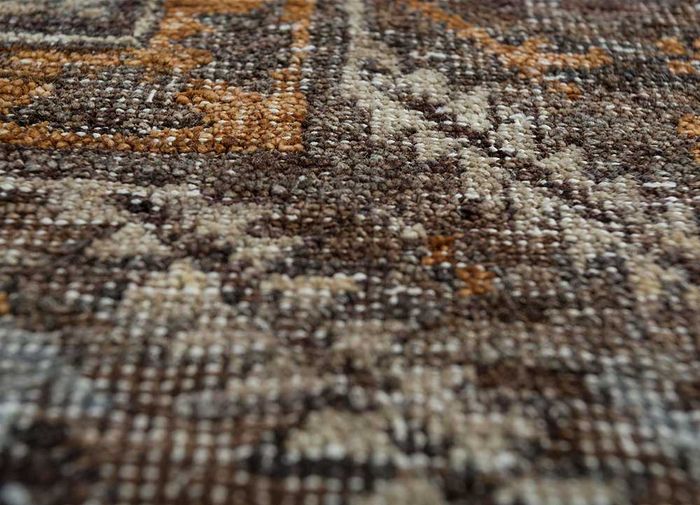 someplace in time red and orange wool hand knotted Rug - CloseUp
