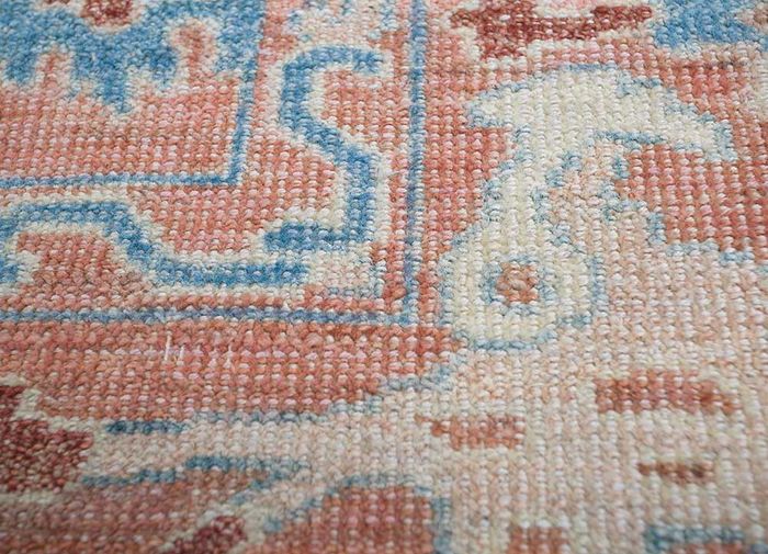 lyra red and orange wool hand knotted Rug - CloseUp