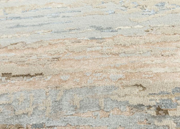 chaos theory by kavi ivory wool and bamboo silk hand knotted Rug - CloseUp