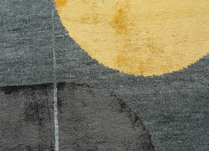 aakar by kavi ivory wool and bamboo silk hand knotted Rug - CloseUp