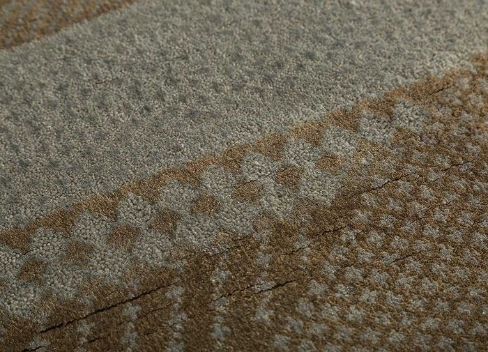 artisan originals grey and black wool and bamboo silk hand knotted Rug - CloseUp