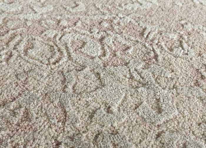 refuge ivory wool and silk hand knotted Rug - CloseUp