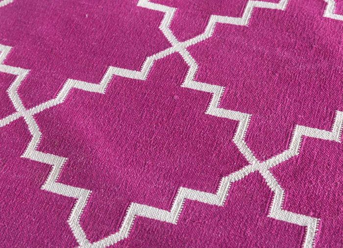 indusbar pink and purple cotton flat weaves Rug - CloseUp