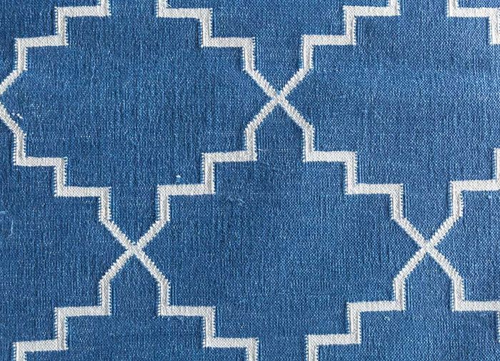 indusbar blue cotton flat weaves Rug - CloseUp