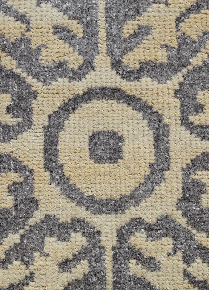 eden beige and brown wool and viscose hand knotted Rug - CloseUp