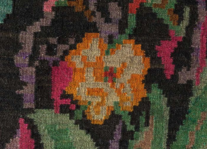 kilim beige and brown wool hand knotted Rug - CloseUp