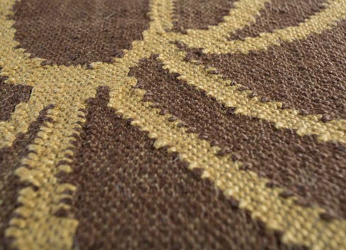 heritage beige and brown wool flat weaves Rug - CloseUp