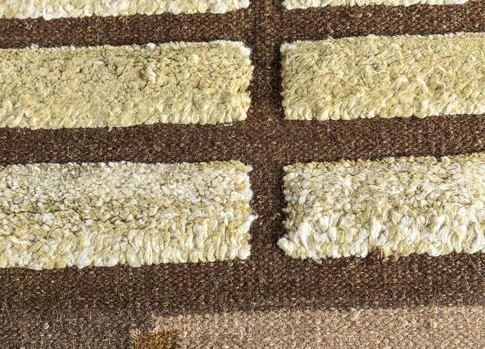 bedouin beige and brown wool and viscose flat weaves Rug - CloseUp