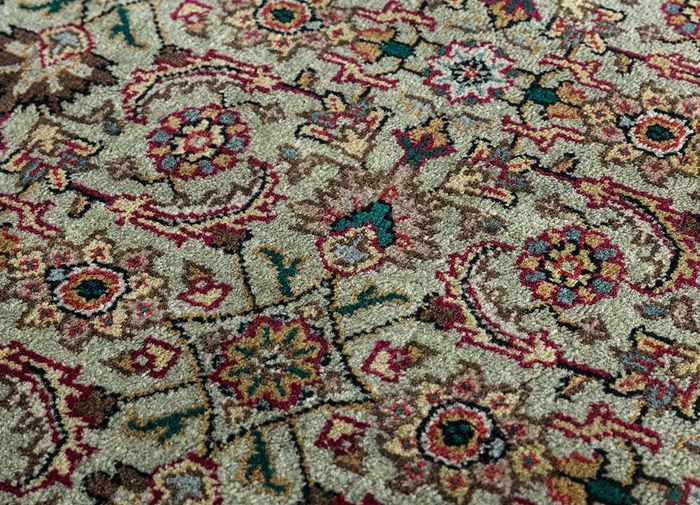 amani green wool hand knotted Rug - CloseUp