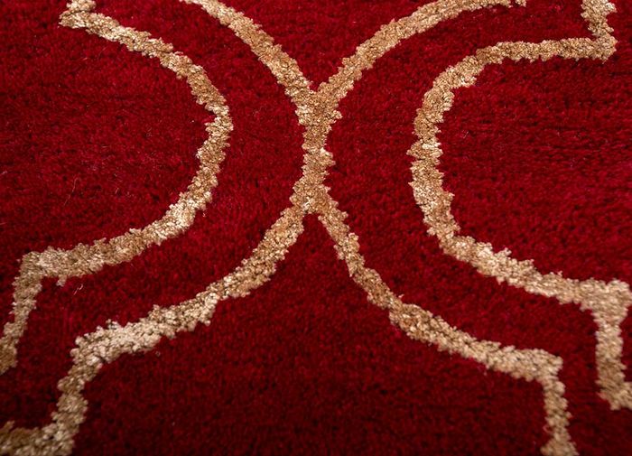 contour red and orange wool and viscose hand tufted Rug - CloseUp