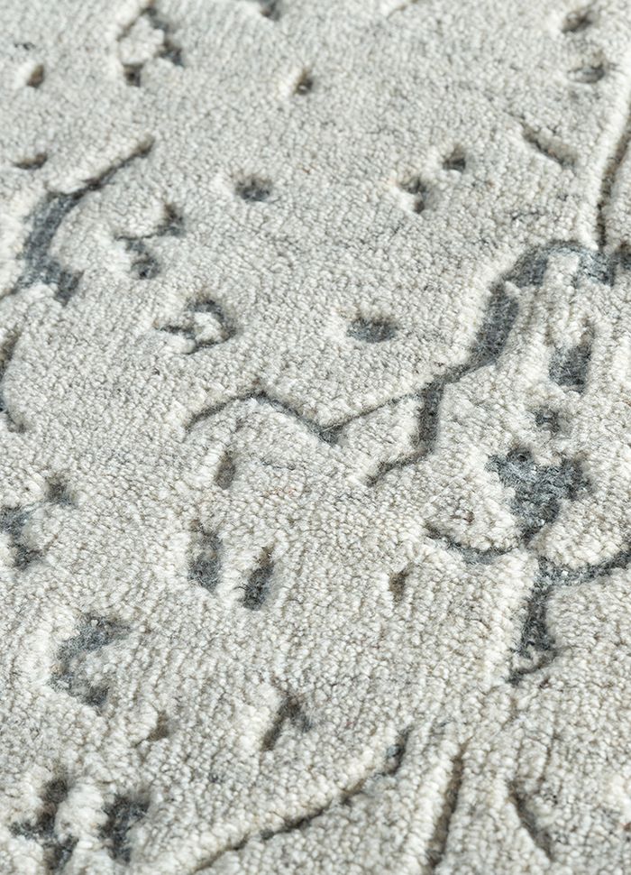 eden ivory wool hand knotted Rug - CloseUp