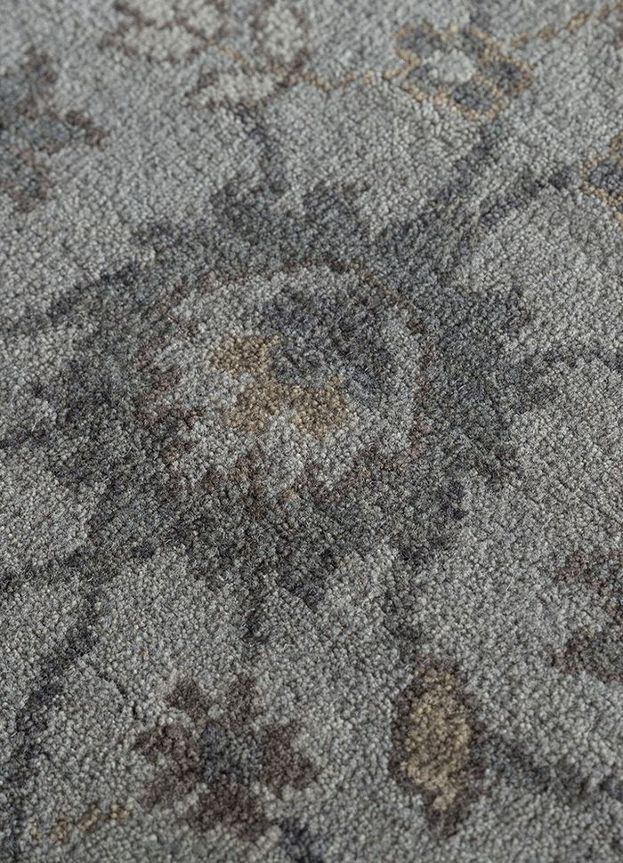 atlantis grey and black wool hand knotted Rug - CloseUp