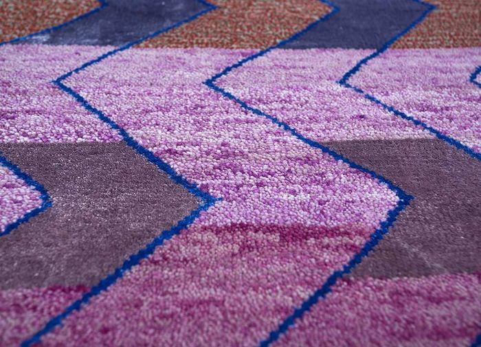 artisan originals pink and purple wool and bamboo silk hand knotted Rug - CloseUp