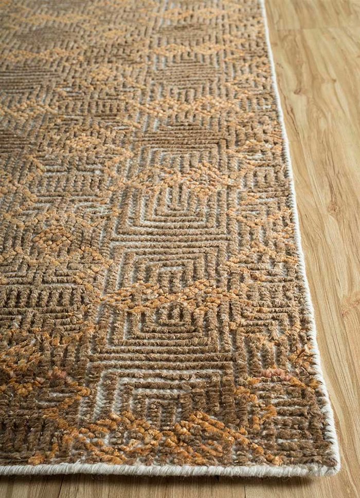 revolution ivory wool and bamboo silk hand knotted Rug - Corner