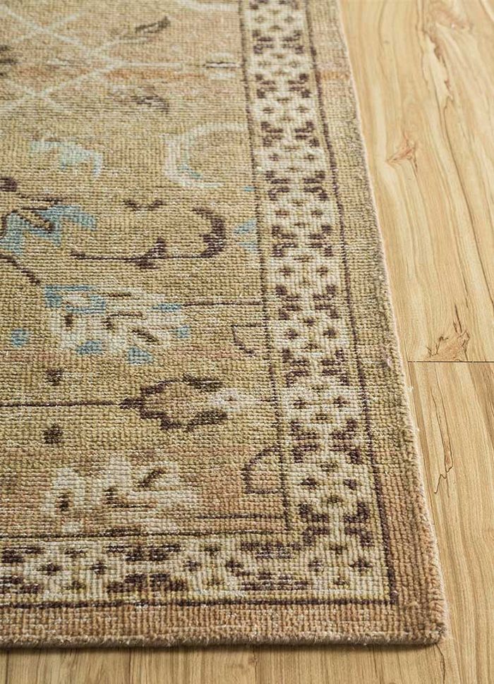 revolution beige and brown wool hand knotted Rug - Corner