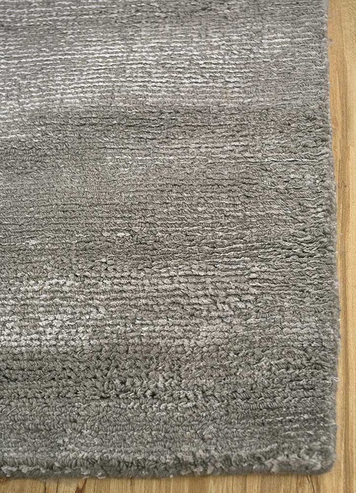 konstrukt grey and black wool and viscose hand loom Rug - Corner