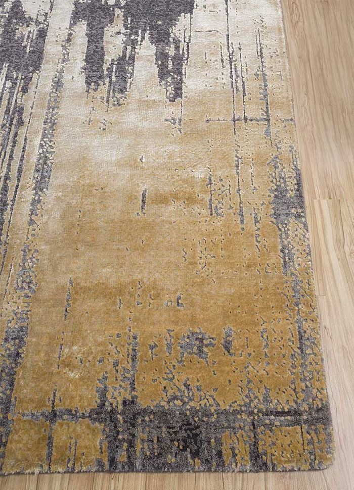 uvenuti gold wool and bamboo silk hand knotted Rug - Corner