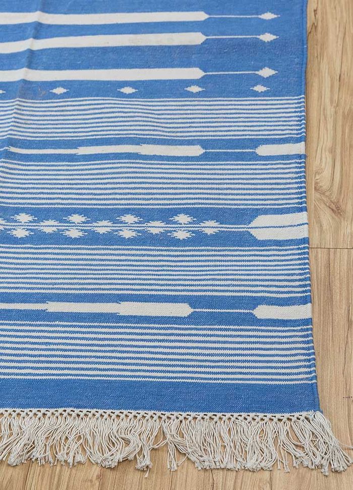 bedouin blue cotton flat weaves Rug - Corner