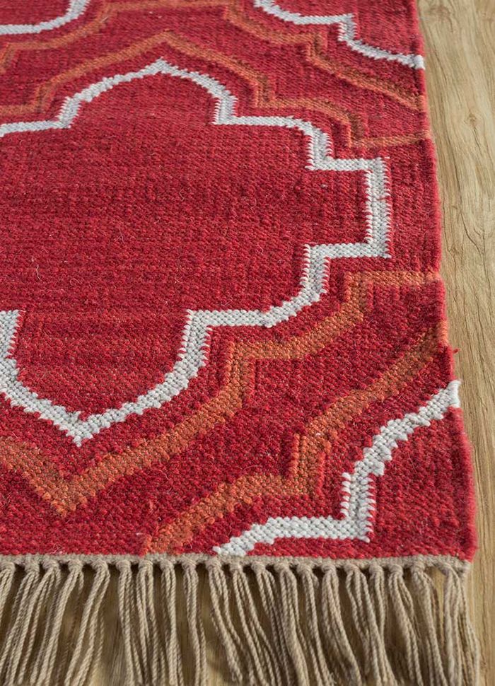 SDWL-651 anatolia red and orange flat weaves wool Rugs - Jaipur Rugs India