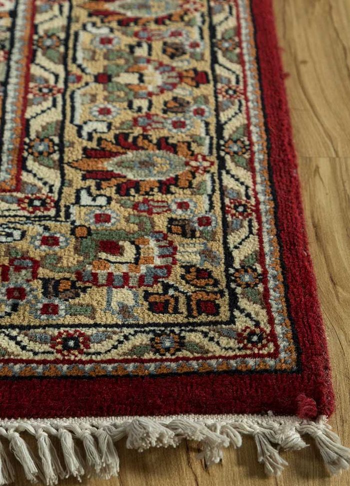 amani red and orange wool hand knotted Rug - Corner