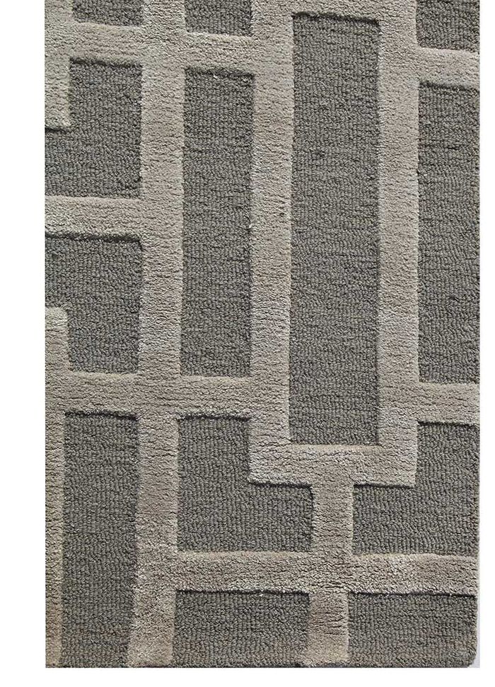 contour grey and black wool and viscose hand tufted Rug - Corner