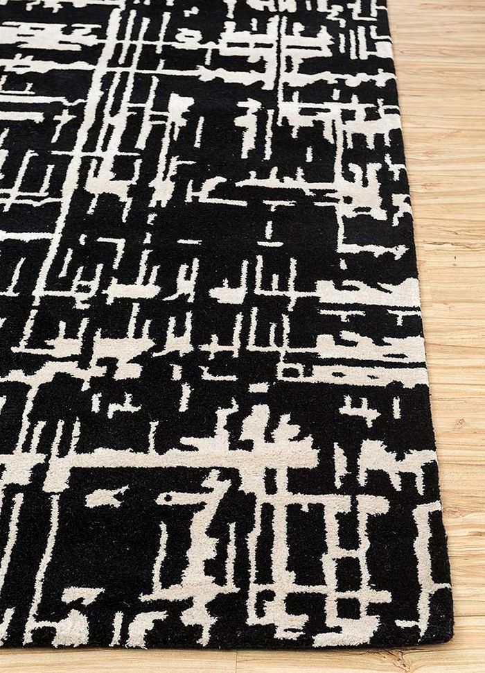 transcend grey and black wool and viscose hand tufted Rug - Corner