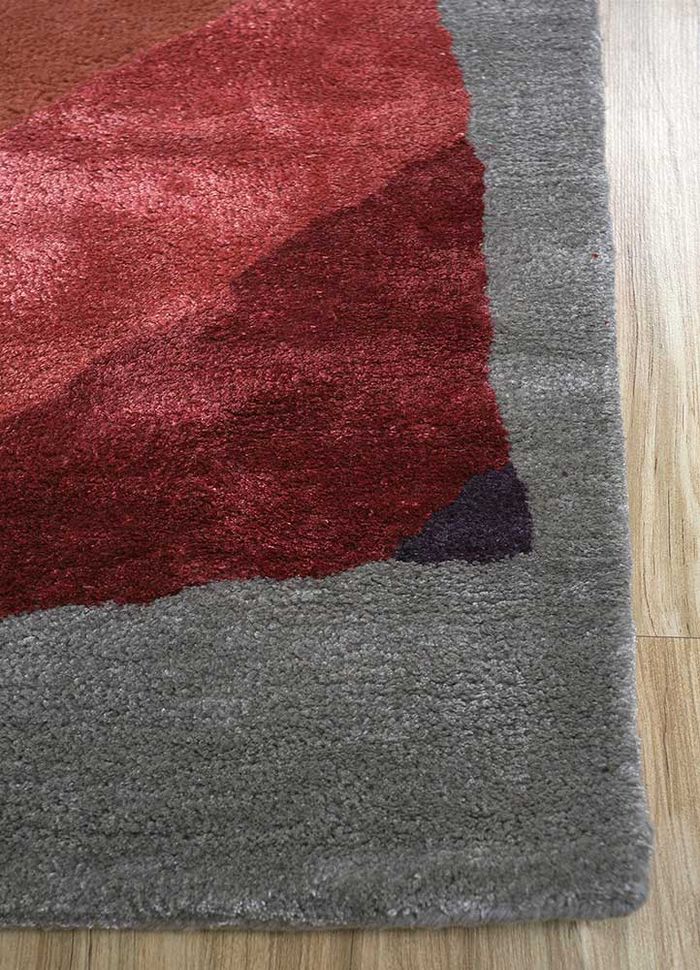 traverse red and orange wool and viscose hand tufted Rug - Corner