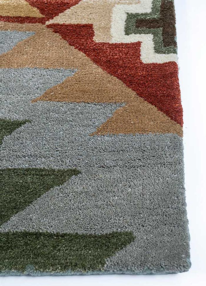 mythos beige and brown wool and viscose hand tufted Rug - Corner