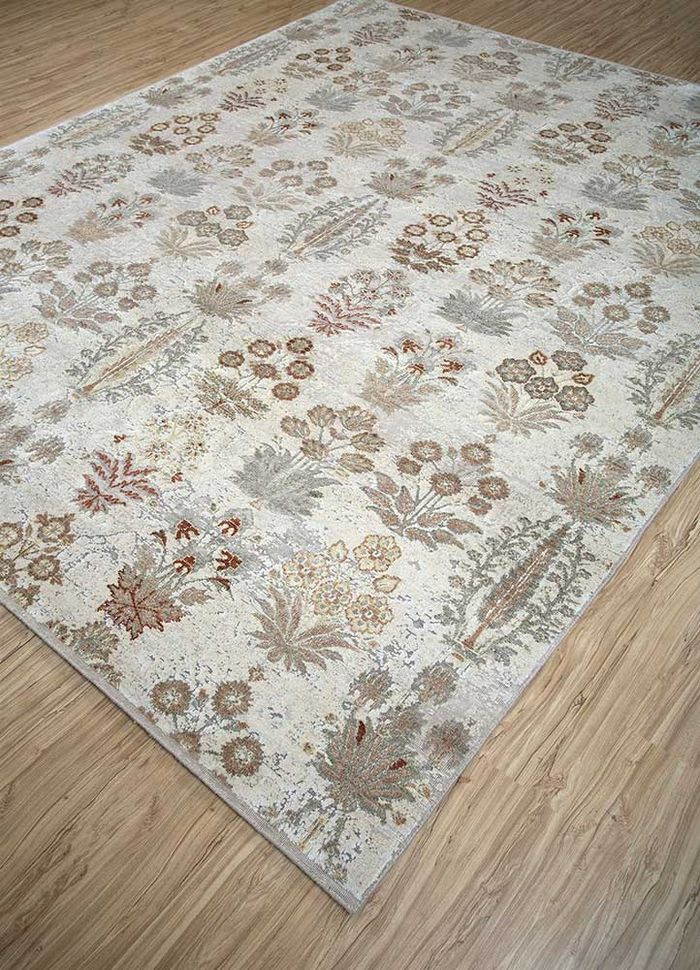 blithe ivory wool and silk hand knotted Rug - FloorShot