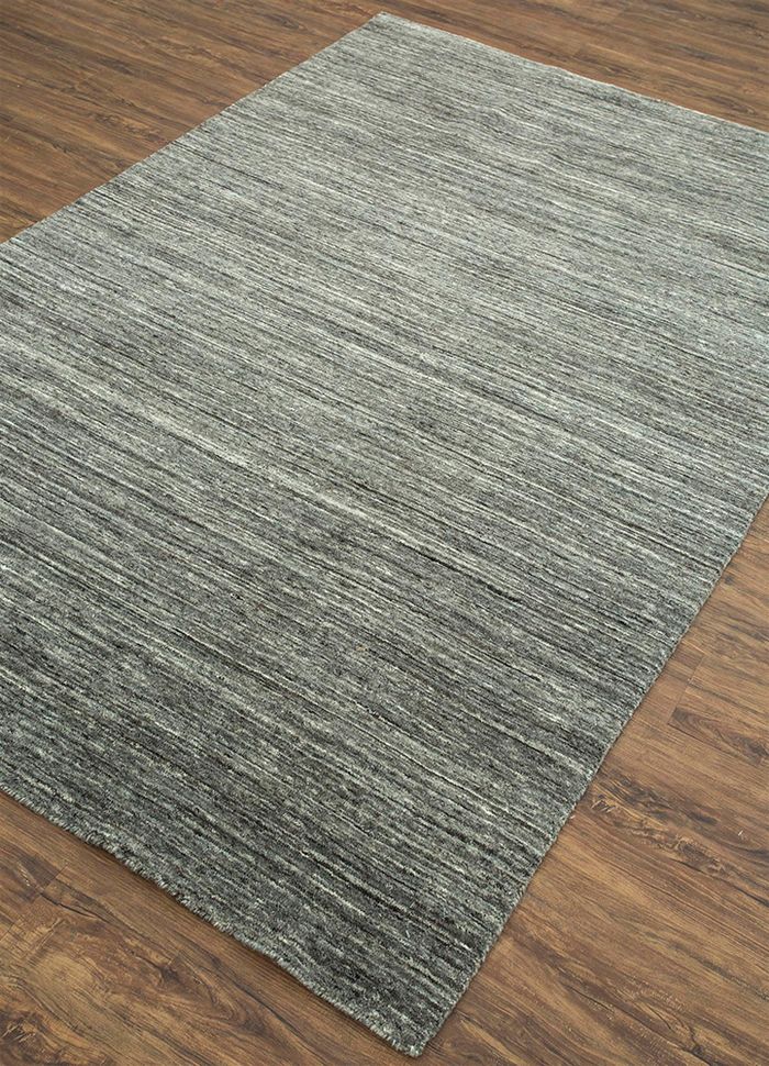 eron grey and black wool hand loom Rug - FloorShot