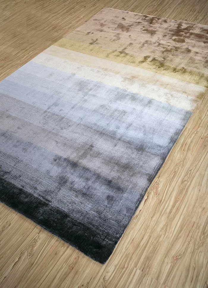tesoro grey and black bamboo silk hand loom Rug - FloorShot