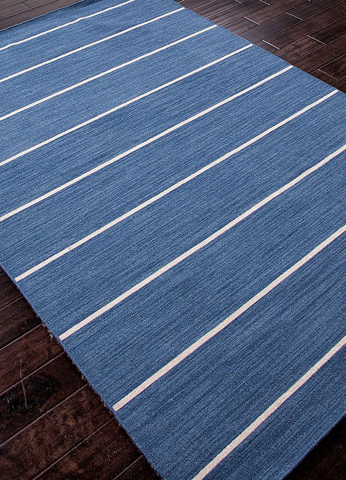 aqua blue wool flat weaves Rug - FloorShot
