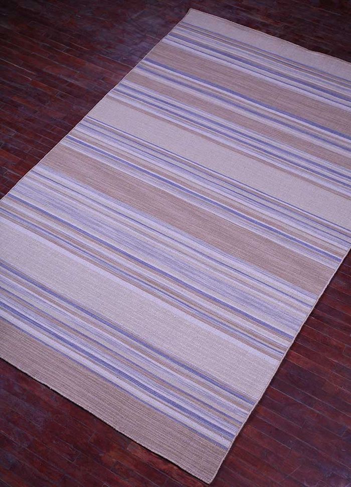 aqua beige and brown wool flat weaves Rug - FloorShot