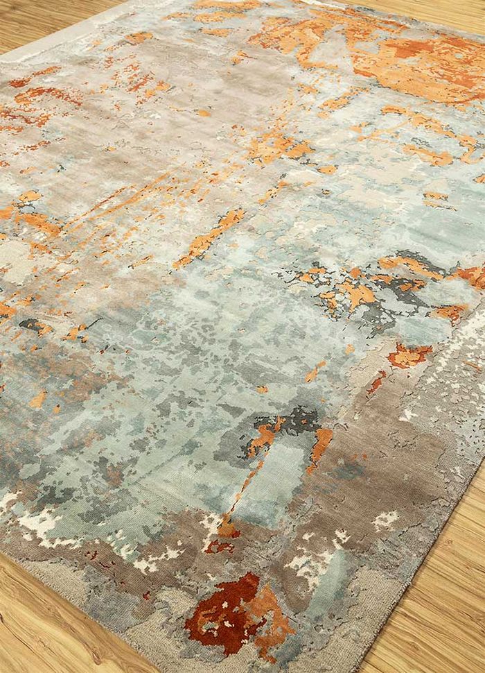 pansy ivory wool and silk hand knotted Rug - FloorShot