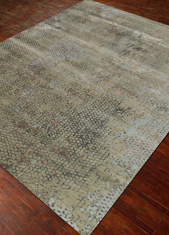 chaos theory by kavi green wool and bamboo silk hand knotted Rug - FloorShot