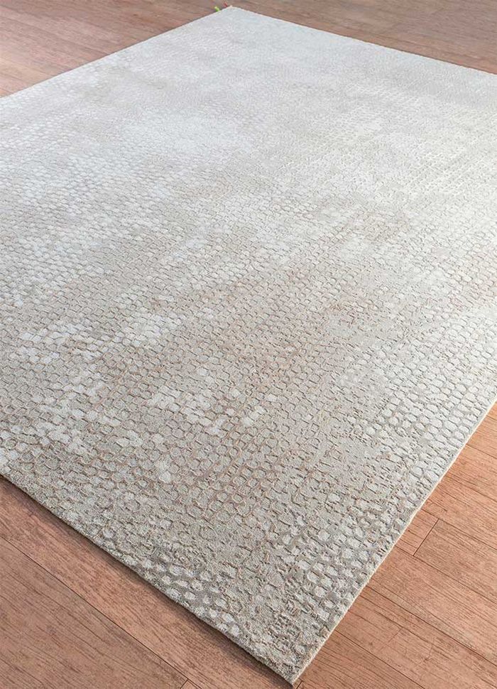 chaos theory by kavi ivory wool and bamboo silk hand knotted Rug - FloorShot