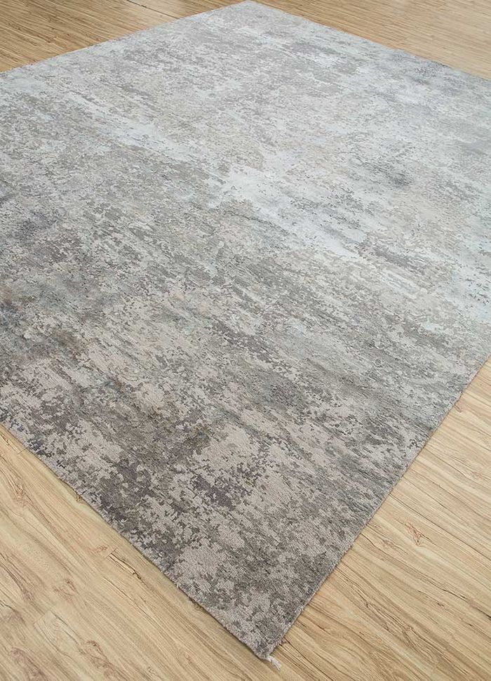chaos theory by kavi ivory wool and bamboo silk hand knotted Rug - FloorShot