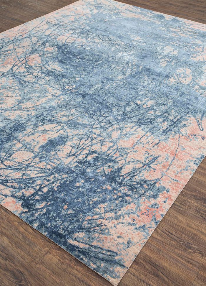 free verse by kavi pink and purple wool and bamboo silk hand knotted Rug - FloorShot