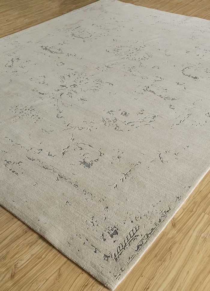 far east ivory wool and bamboo silk hand knotted Rug - FloorShot