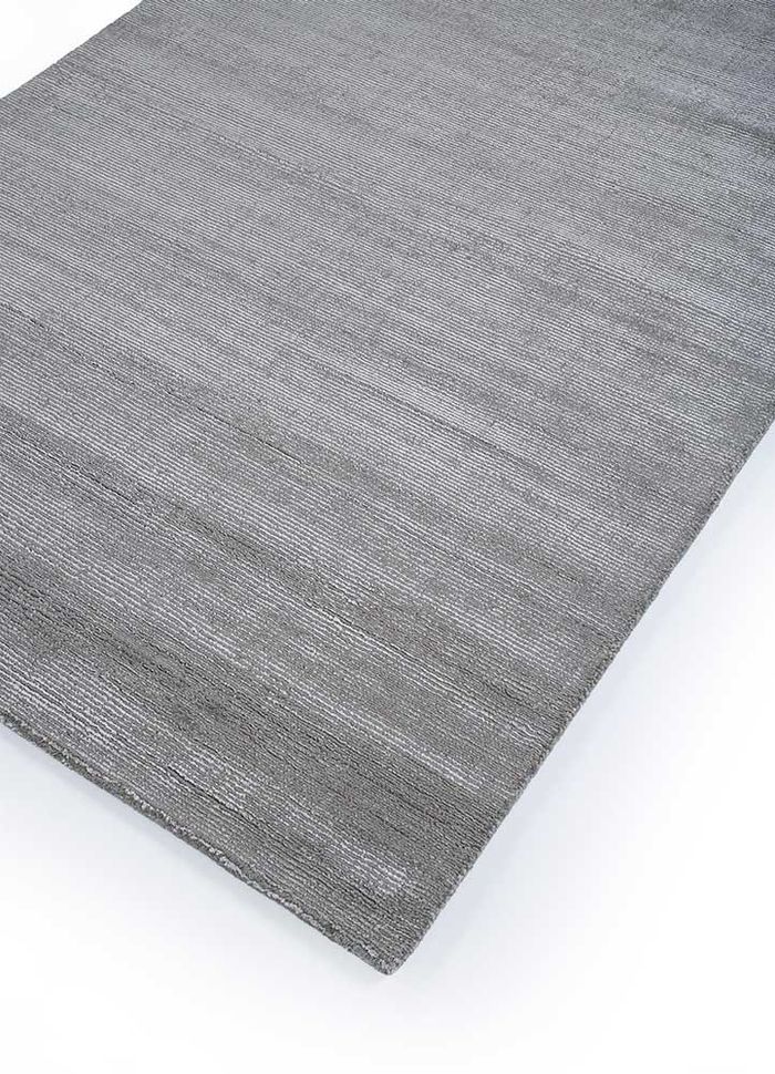 konstrukt grey and black wool and viscose hand loom Rug - FloorShot
