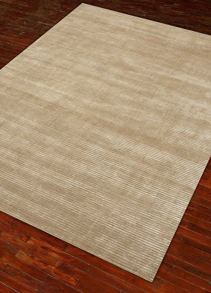 basis beige and brown wool and viscose hand loom Rug - FloorShot