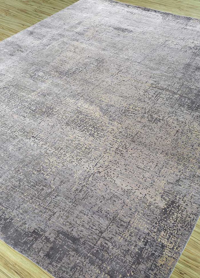 uvenuti grey and black wool and bamboo silk hand knotted Rug - FloorShot