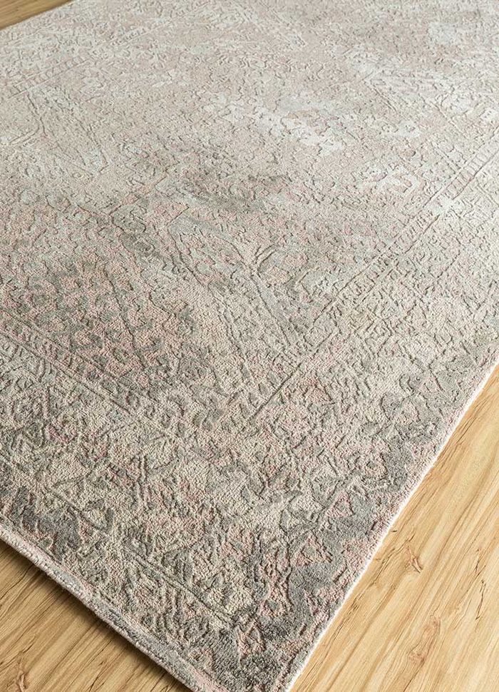 refuge ivory wool and silk hand knotted Rug - FloorShot