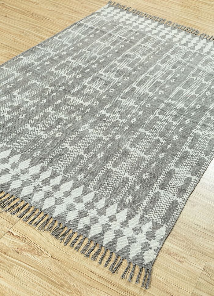 bedouin grey and black cotton flat weaves Rug - FloorShot