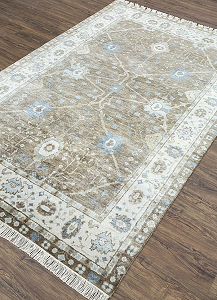 tabreez grey and black wool hand knotted Rug - FloorShot