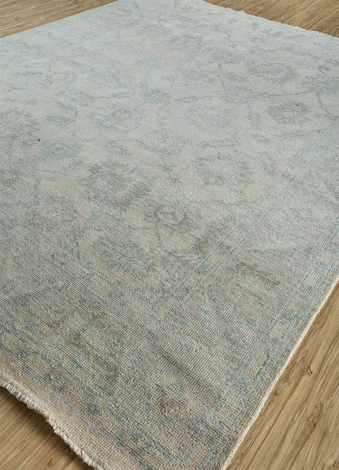eden ivory wool and viscose hand knotted Rug - FloorShot