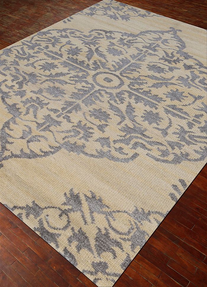 eden beige and brown wool and viscose hand knotted Rug - FloorShot