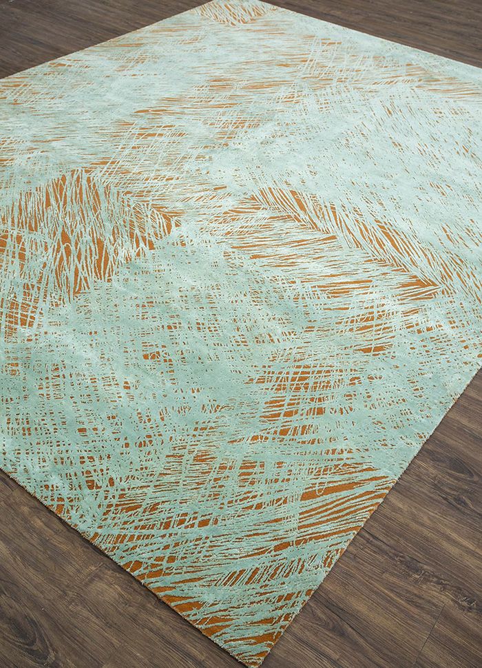 free verse by kavi red and orange wool and silk hand knotted Rug - FloorShot